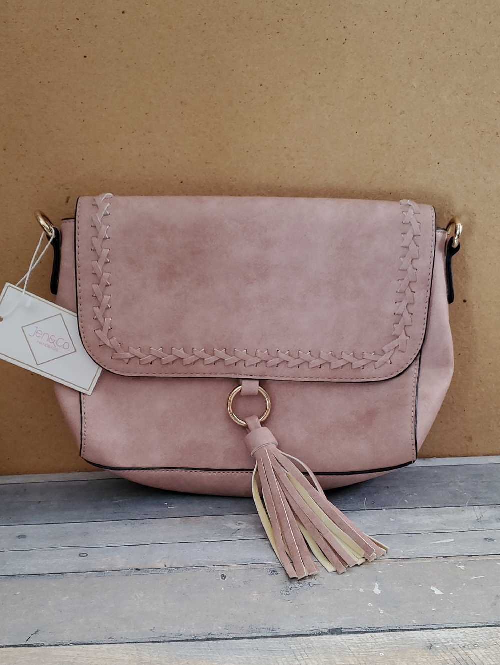Jen & Co Blush Pink Vegan Leather Crossbody Bag with Tassel ***NO STRAP***  NWT